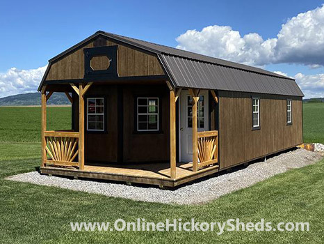 Hickory Sheds Lofted Deluxe Porch Painted Brown