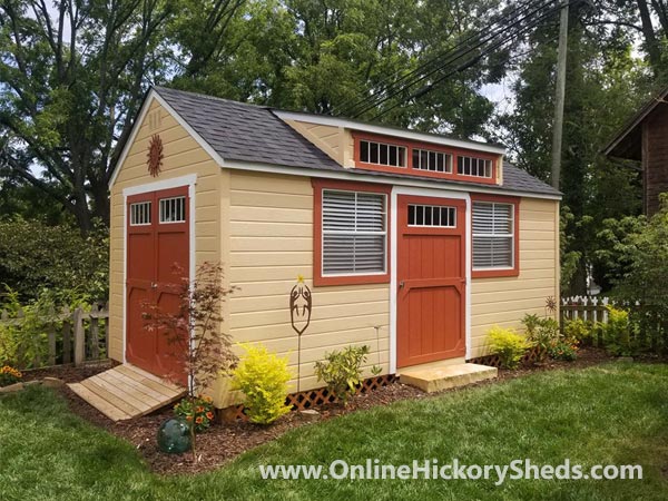 Hickory Sheds Dormer Utility with Single Barn Door and 2 Windows