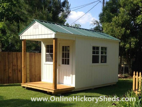 Hickory Sheds Utility Front Porch Painted Barn White