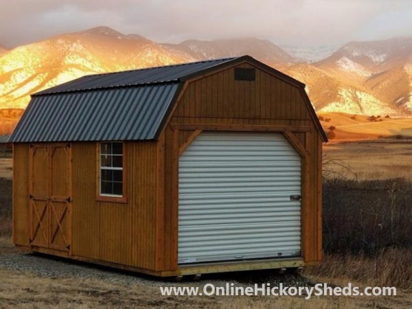 Hickory Sheds Lofted Barn Garage Stained Honey Gold