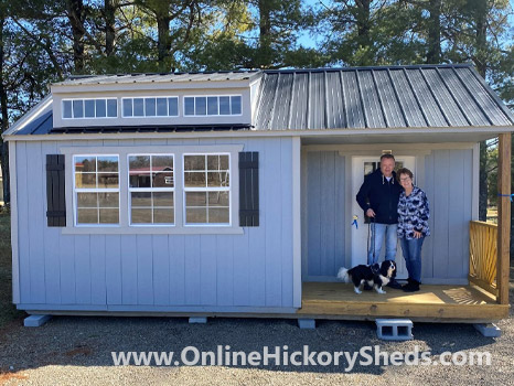 A couple happy with their new Hickory Shed