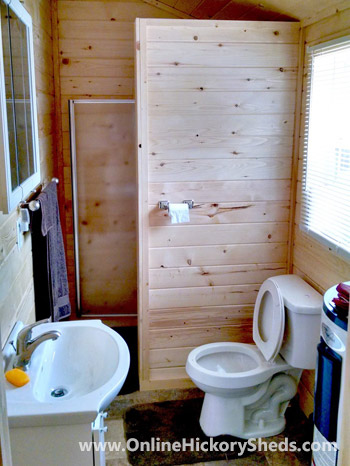 Hickory Sheds Lofted Tiny Room Cabin Bathroom