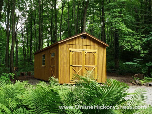 Hickory Sheds Utility Shed Honey Gold Double Barn Doors